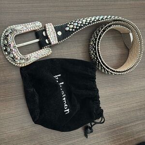 B.B. Simon black horsehair leather belt size large